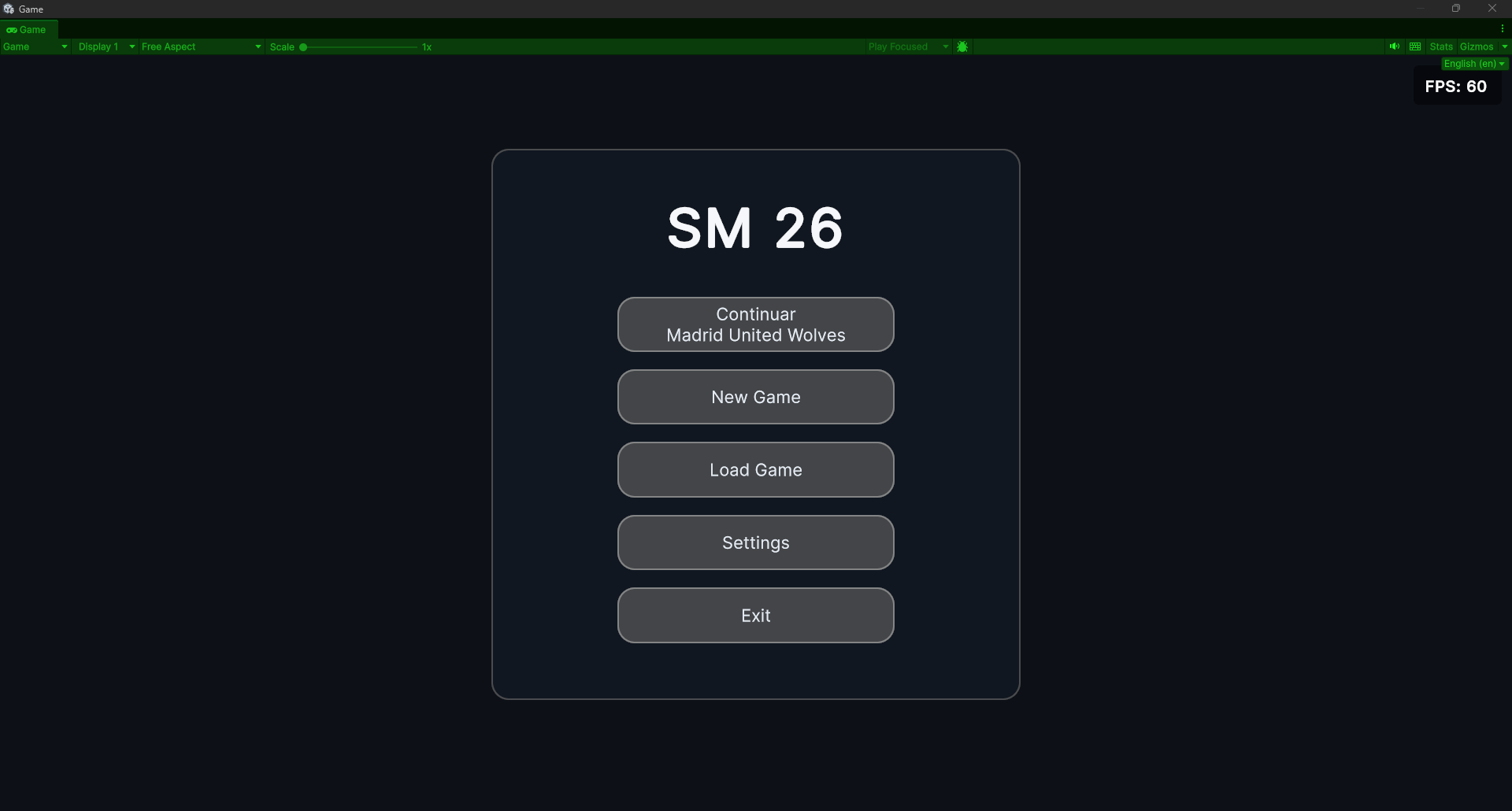 Prototype main menu